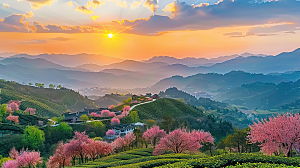 风景乡村自然唯美风光田园稻田梯田景色
