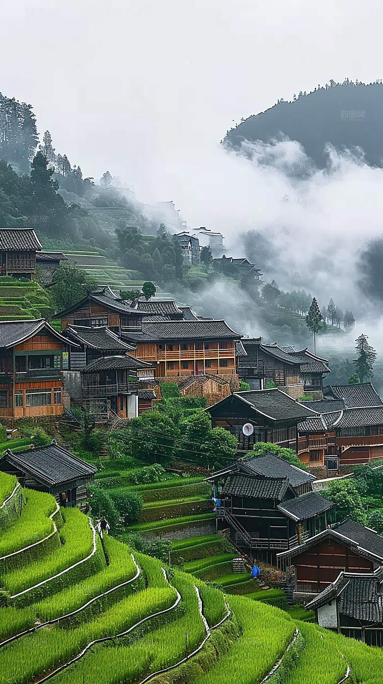 自然景色稻田唯美梯田乡村田园风光风景