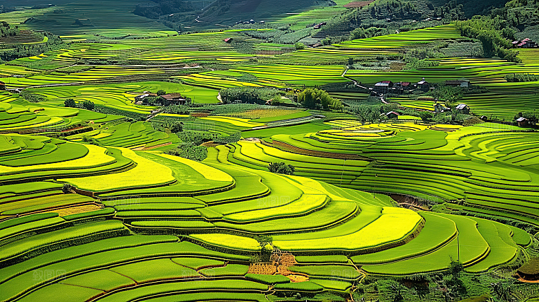 自然景色稻田唯美梯田乡村田园风光风景