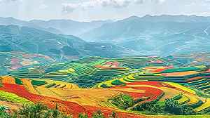 自然景色稻田唯美梯田乡村田园风光风景