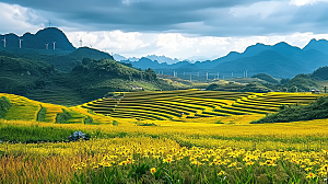 稻田自然风光唯美乡村田园风景梯田