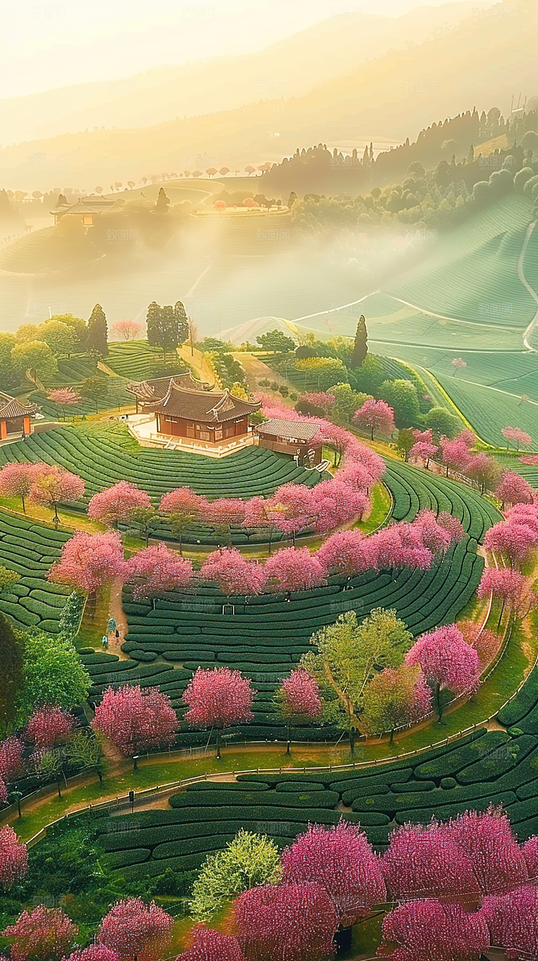 自然乡村景色梯田稻田风光田园唯美风景