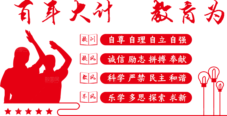 中式传统校园学校文化墙模板