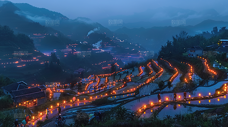 乡村田园风景风光景色稻田自然梯田唯美