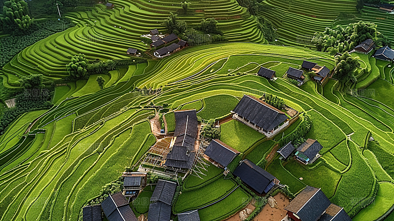 乡村田园风景风光景色稻田自然梯田唯美