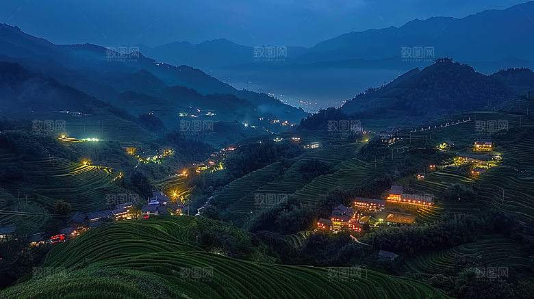 风光自然唯美梯田乡村田园稻田景色风景