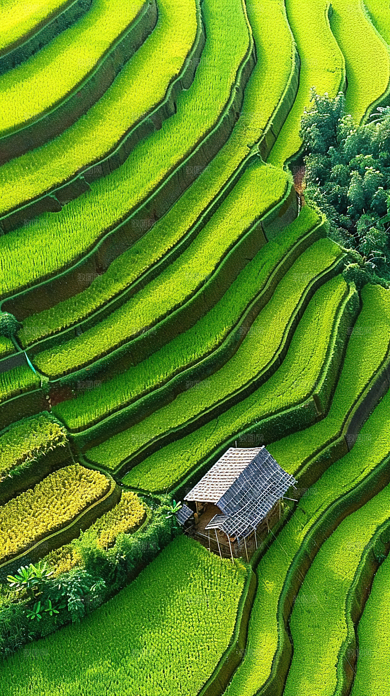 风光自然唯美梯田乡村田园稻田景色风景