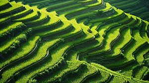 田园乡村景色风景稻田唯美风光梯田自然