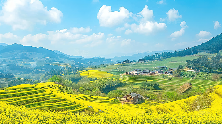 风景梯田唯美自然景色风光乡村稻田田园