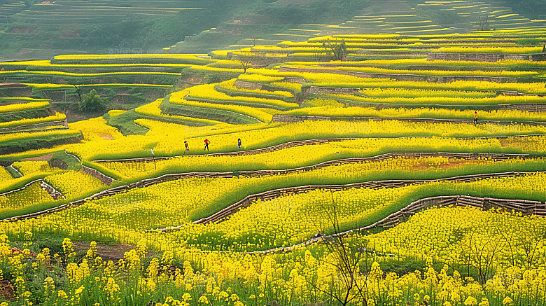 风景梯田唯美自然景色风光乡村稻田田园
