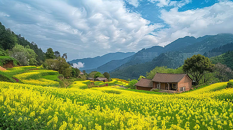 风景梯田唯美自然景色风光乡村稻田田园