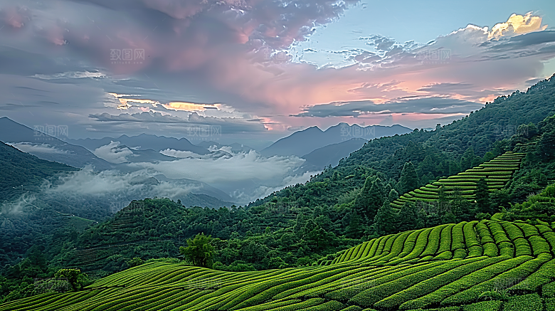 梯田唯美风景自然景色稻田田园风光乡村