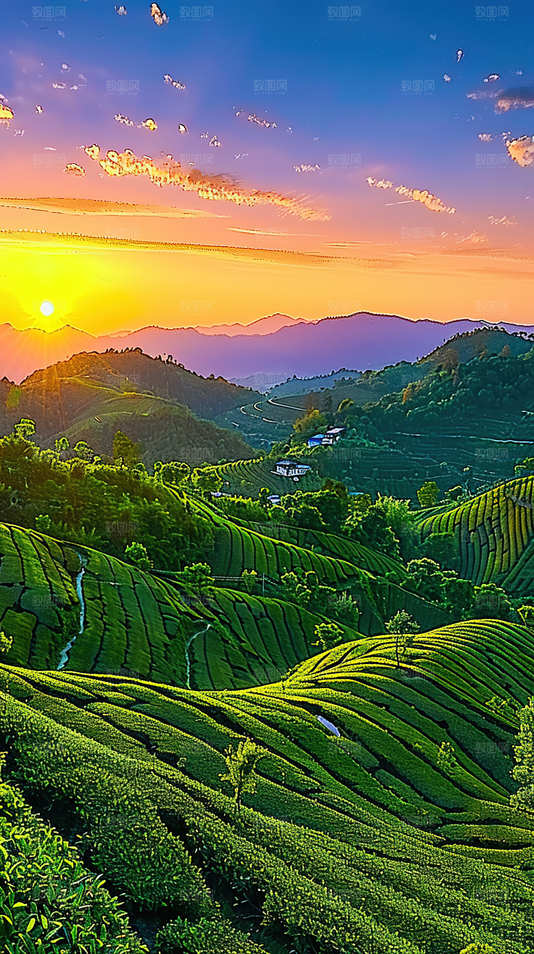 梯田唯美风景自然景色稻田田园风光乡村