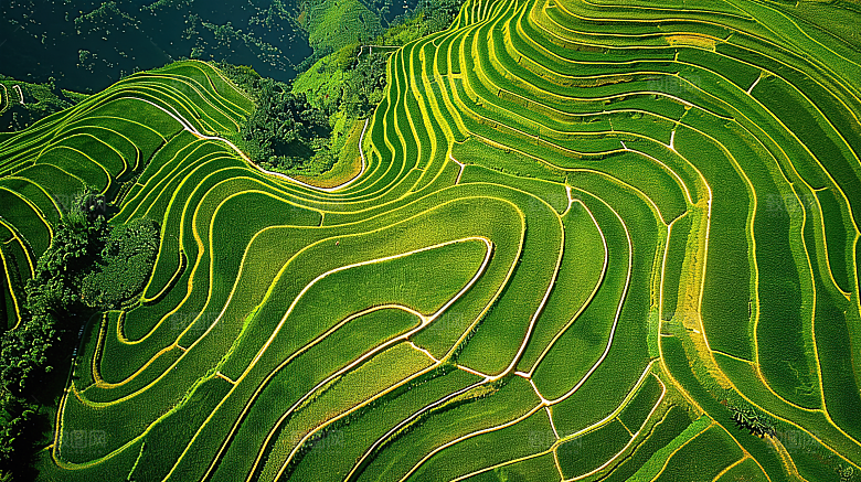 梯田唯美风景自然景色稻田田园风光乡村