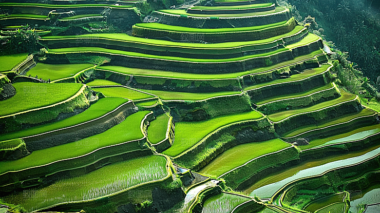 乡村唯美稻田自然梯田风光景色风景田园