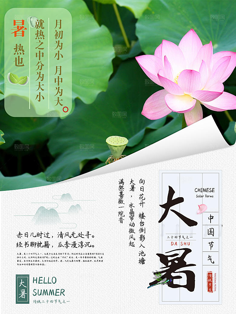 大暑节气简约大气海报