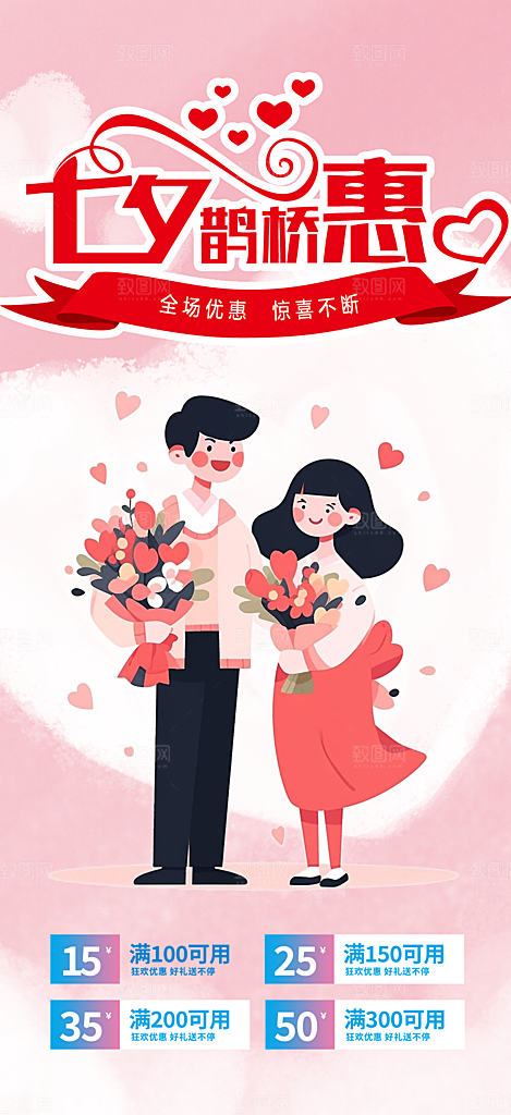 甜蜜七夕节情人节活动海报