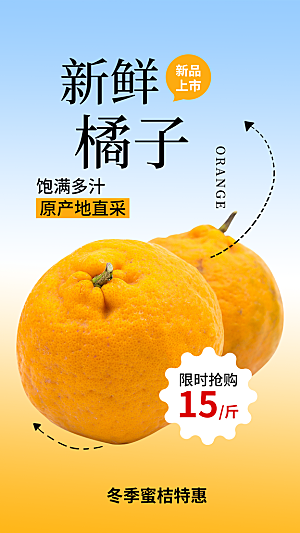 新鲜橘子水果促销海报