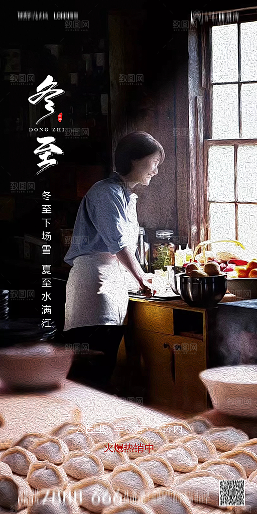 冬至节气简约大气海报