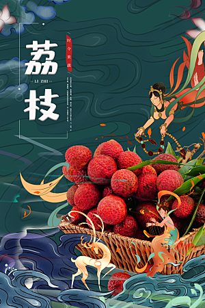 荔枝水果宣传海报展板