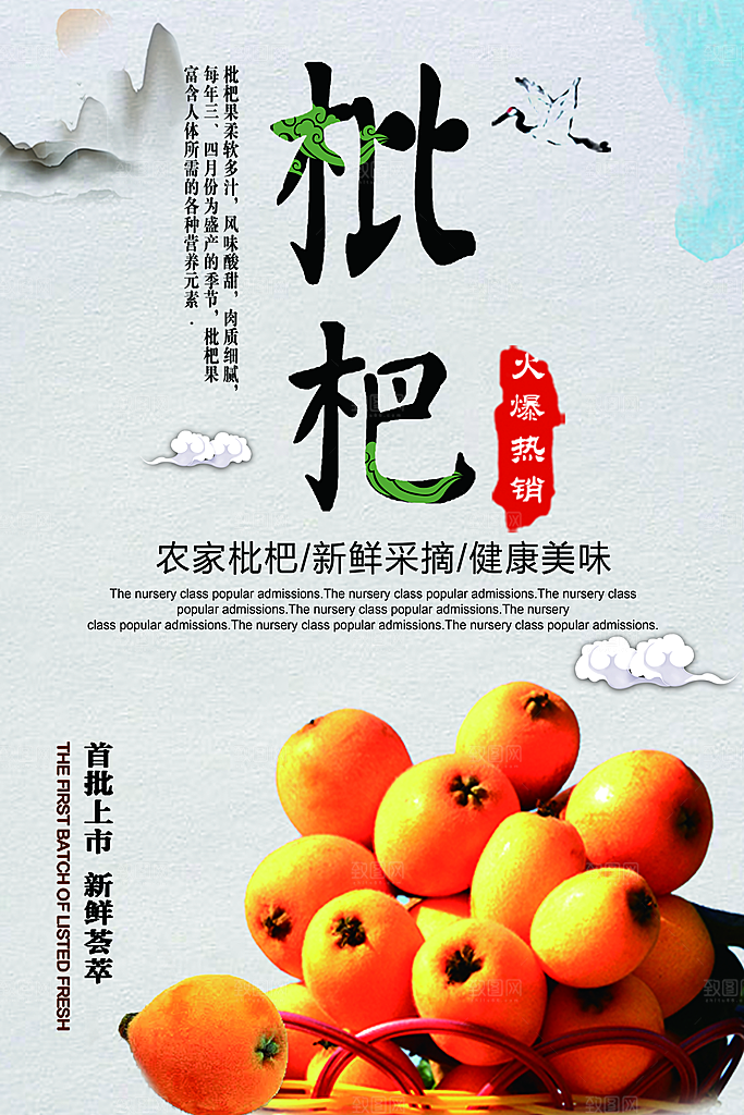 枇杷水果宣传海报设计