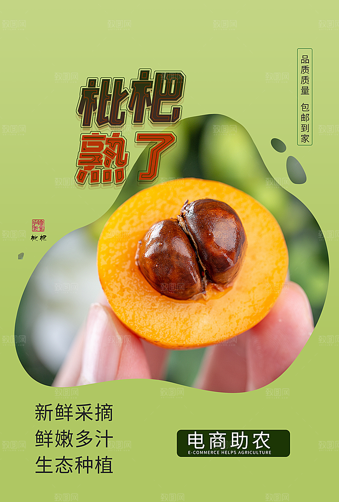 枇杷水果宣传海报设计