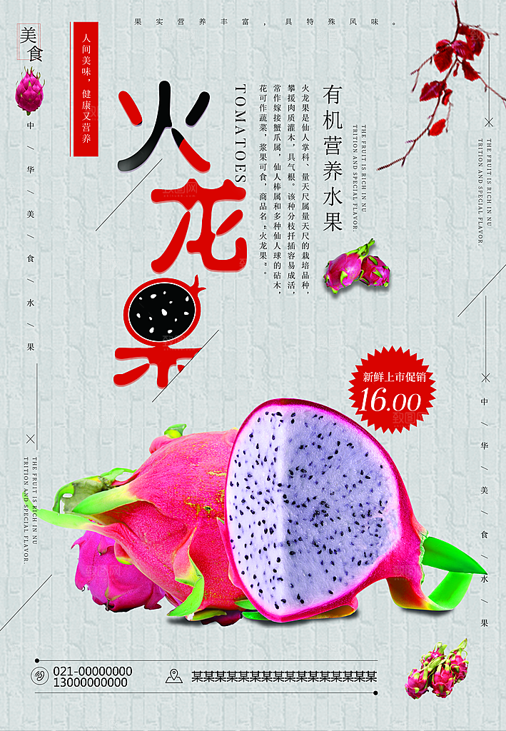 火龙果宣传海报展板设计素材