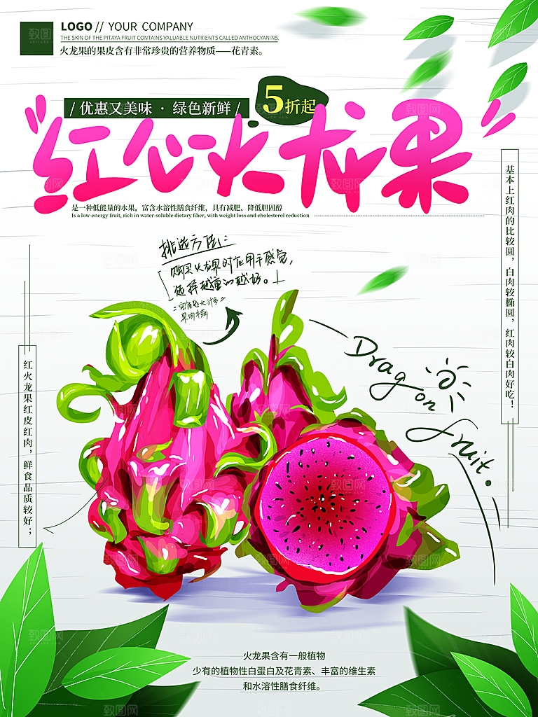 火龙果宣传海报展板设计素材