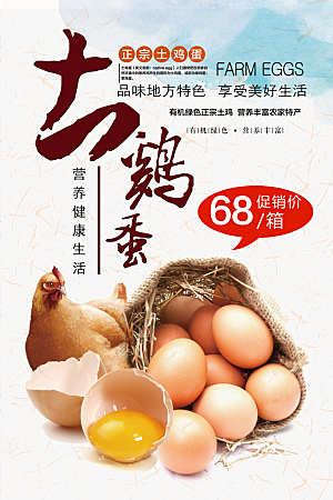 土鸡蛋宣传广告海报展板设计素材