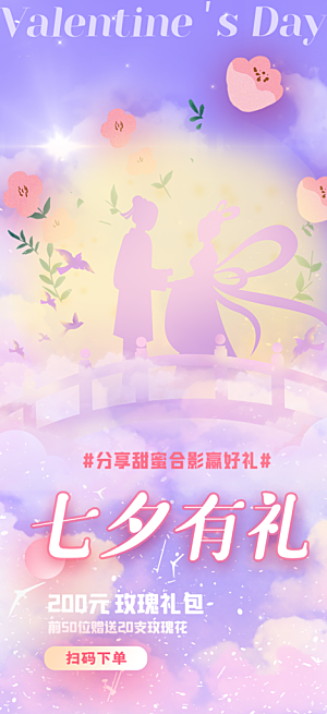 甜蜜七夕节情人节活动海报