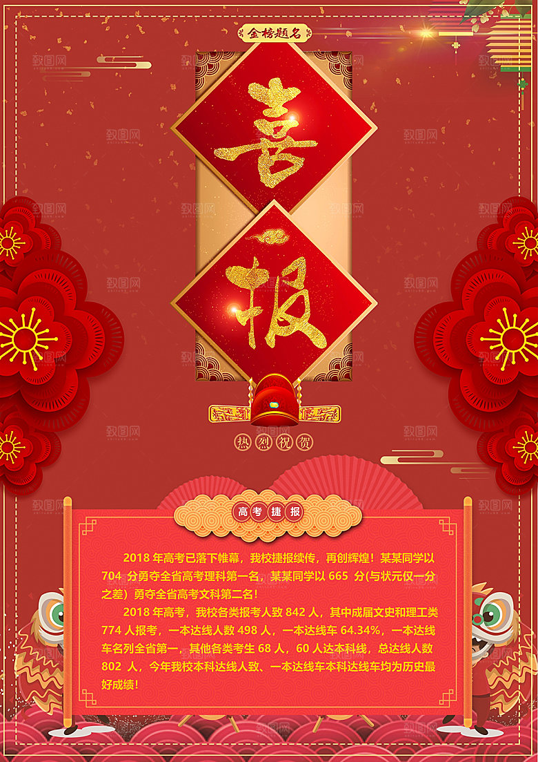高考金榜题名喜报海报