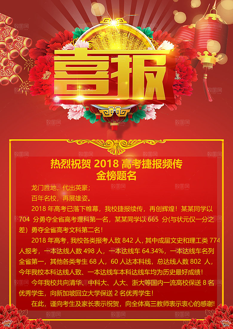 简约大气高考喜报WORD文档