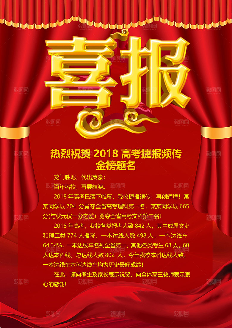 简约大气高考喜报WORD文档