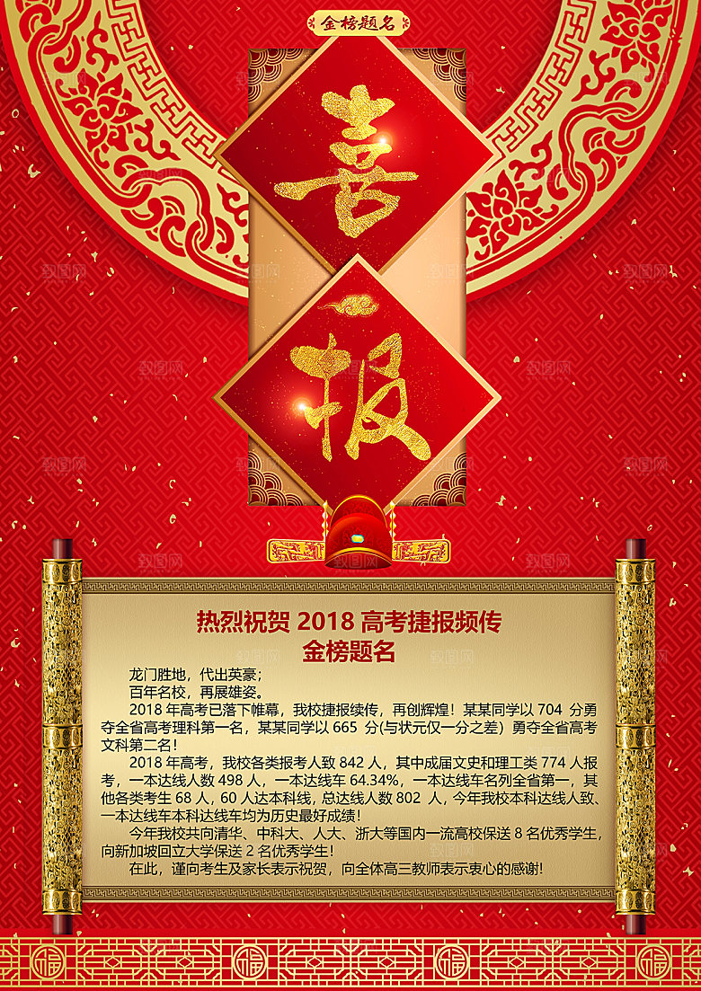 简约大气高考喜报WORD文档
