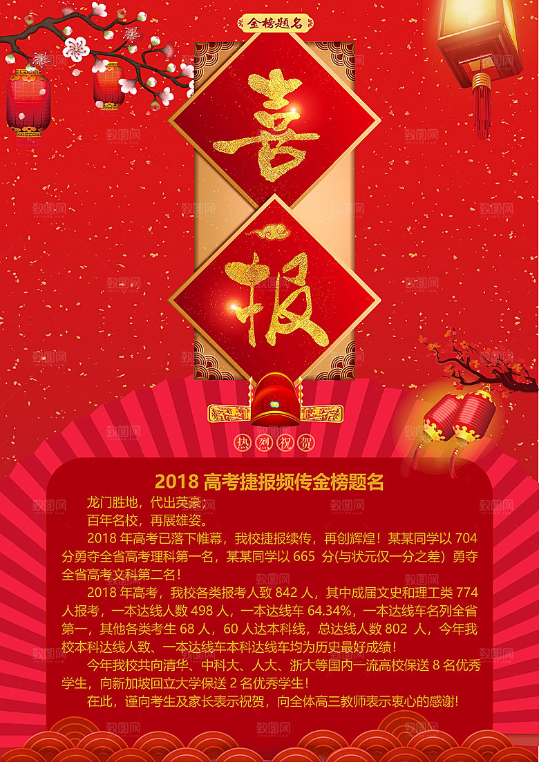 简约大气高考喜报WORD文档