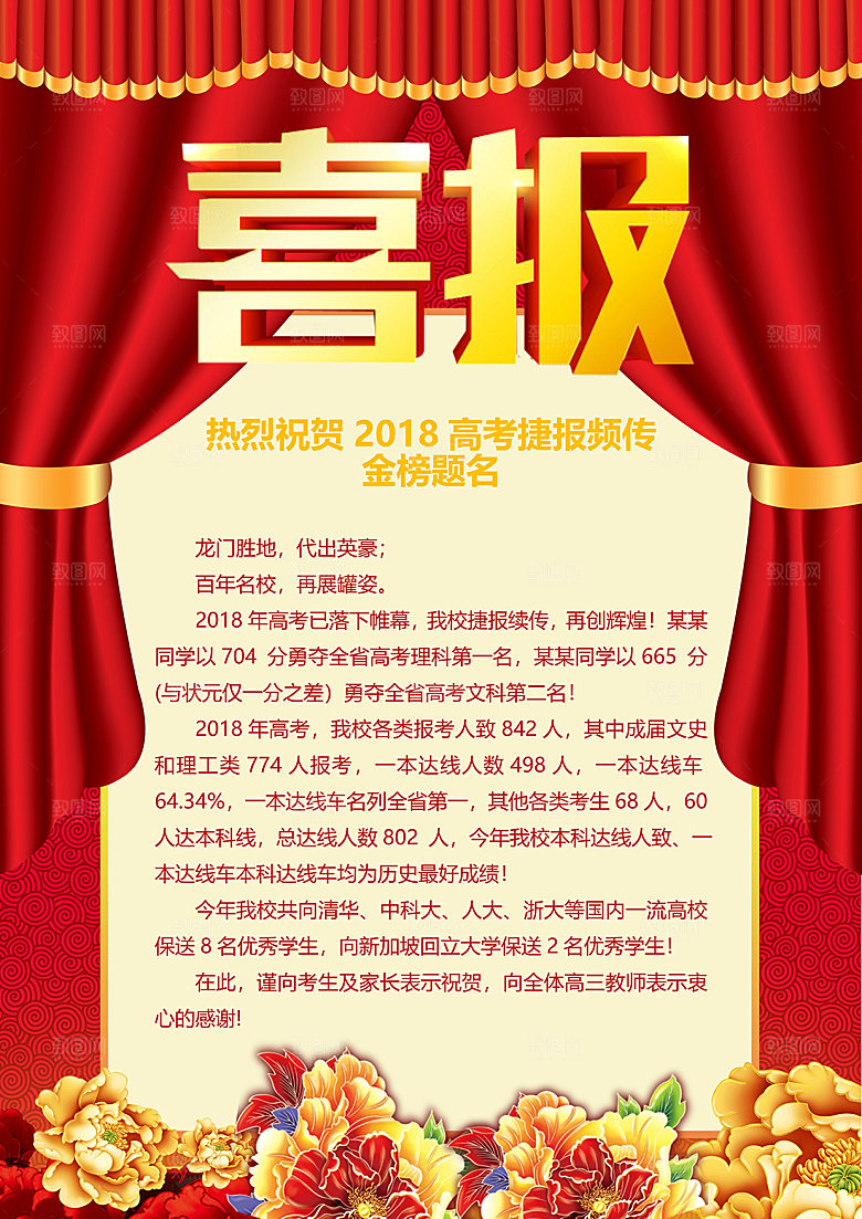 简约大气高考喜报WORD文档