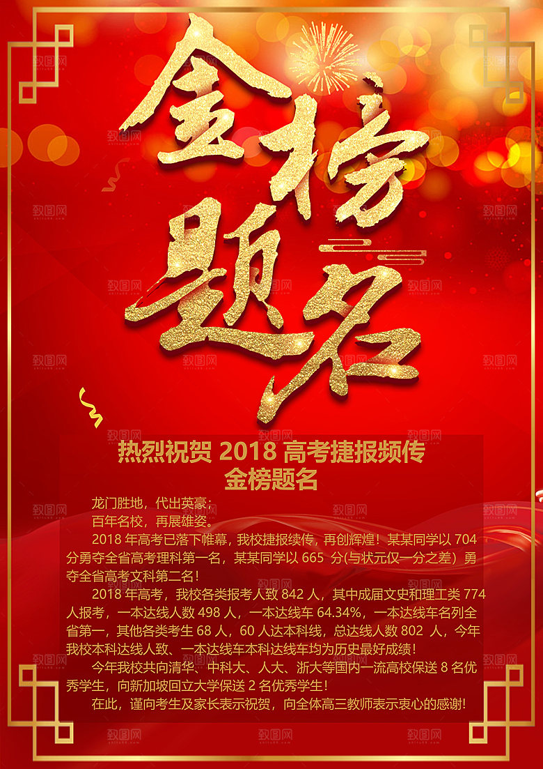 简约大气高考喜报WORD文档