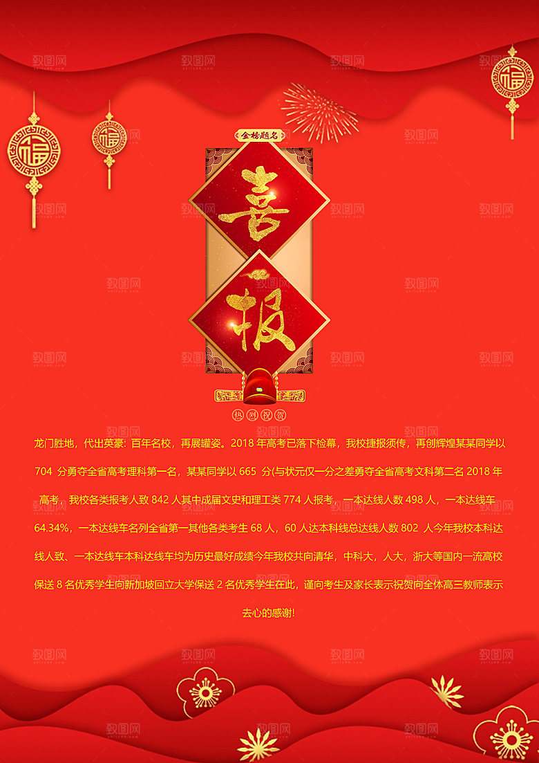 简约大气高考喜报WORD文档