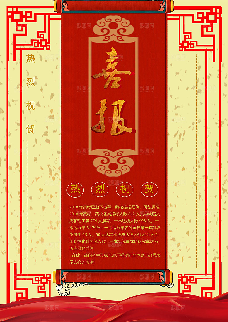 高考金榜题名喜报海报模版