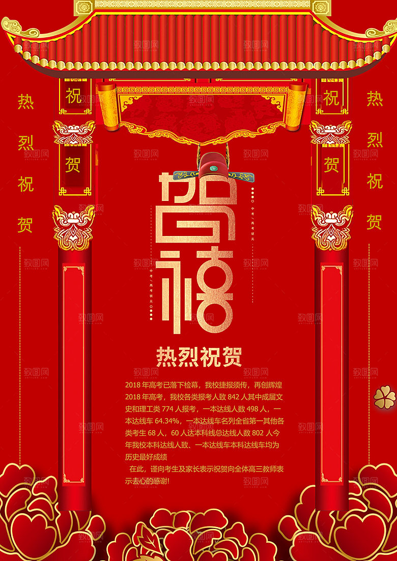 高考金榜题名喜报海报模版