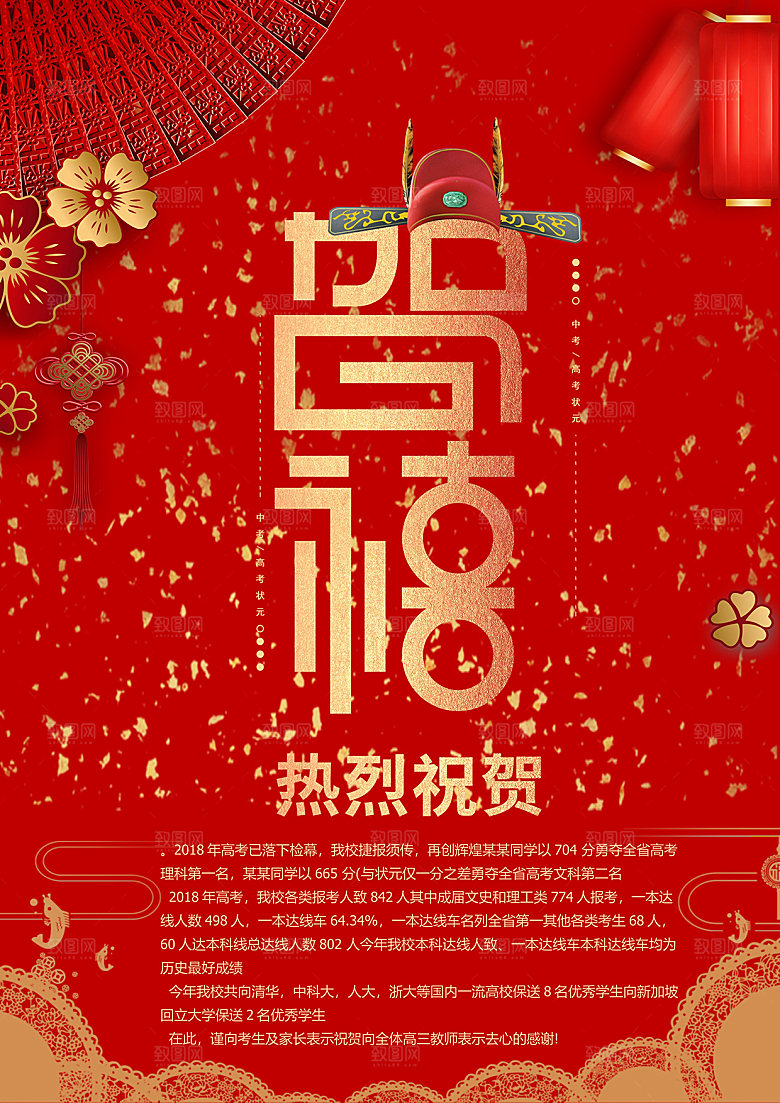 高考金榜题名喜报海报模版
