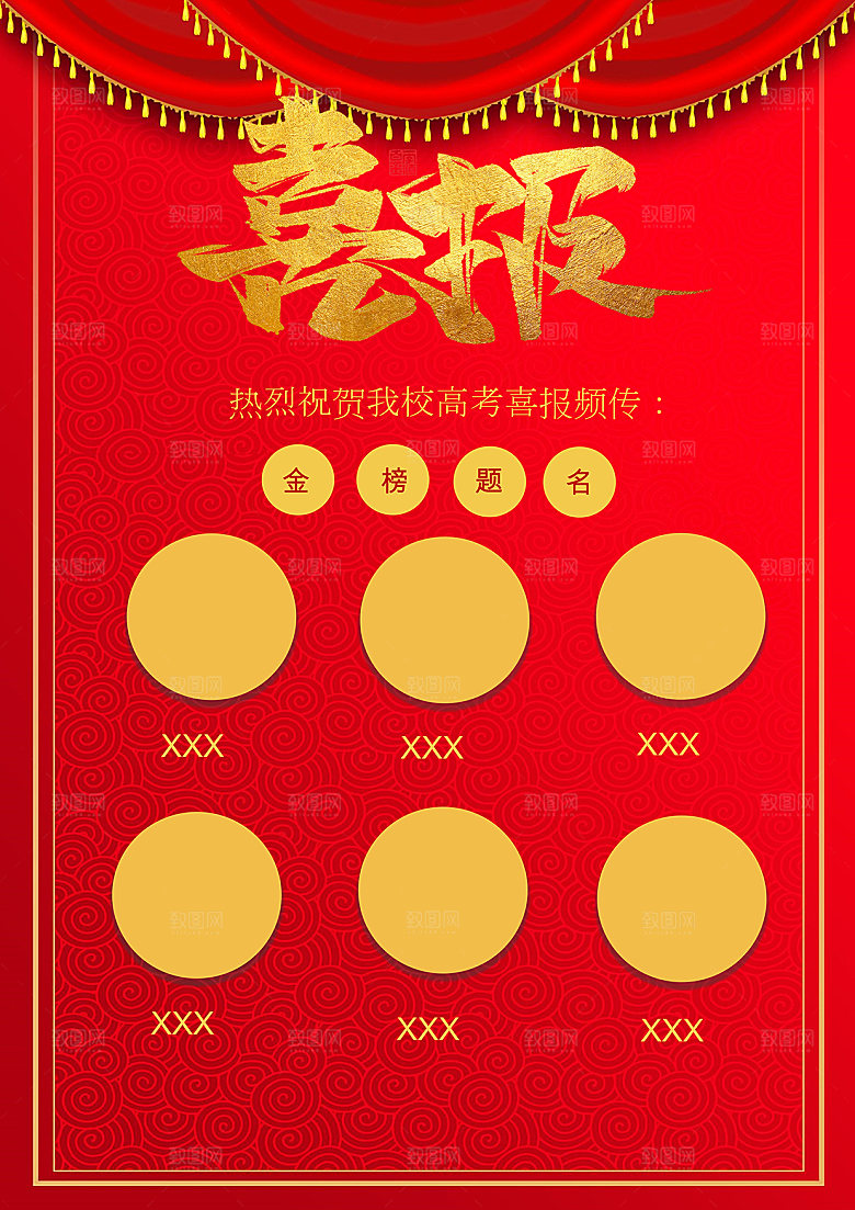 高考金榜题名喜报海报模版
