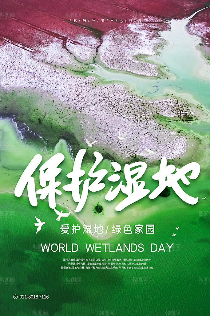 保护湿地世界湿地日宣传展板海报设计