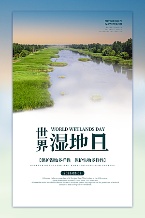 保护湿地世界湿地日宣传展板海报设计