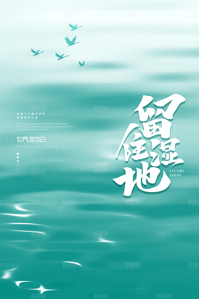 保护湿地世界湿地日宣传展板海报