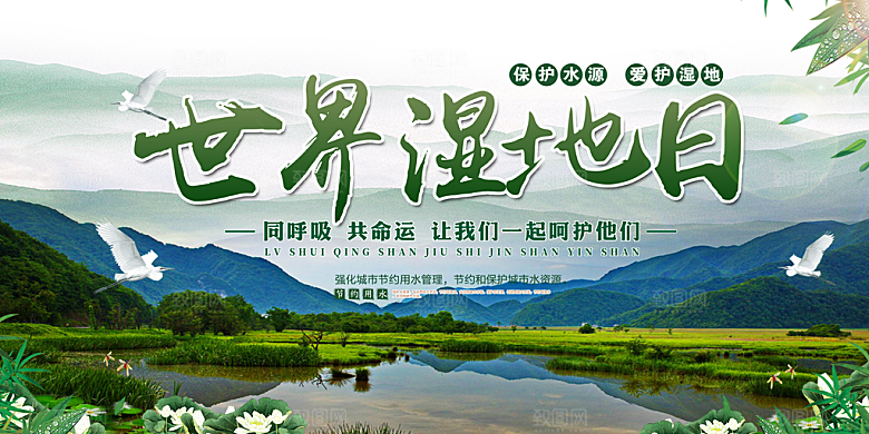 保护湿地世界湿地日宣传展板海报设计