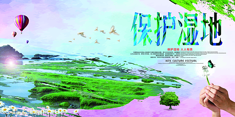 保护湿地世界湿地日宣传展板海报设计