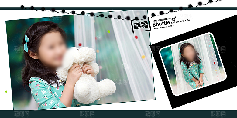 绿色儿童相册摄影模版素材