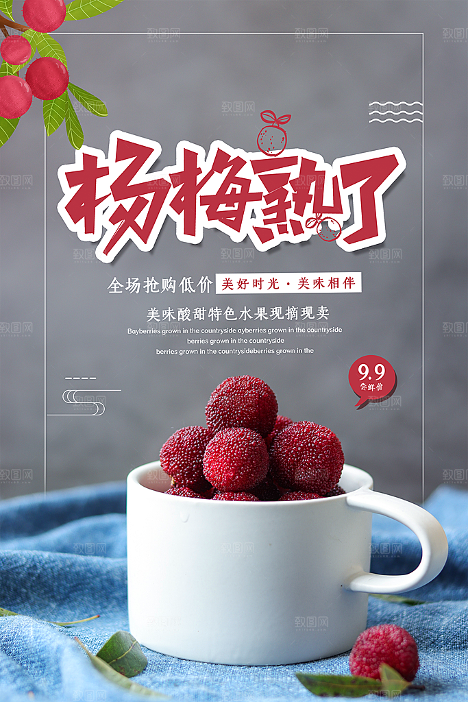 杨梅宣传海报设计素材展板