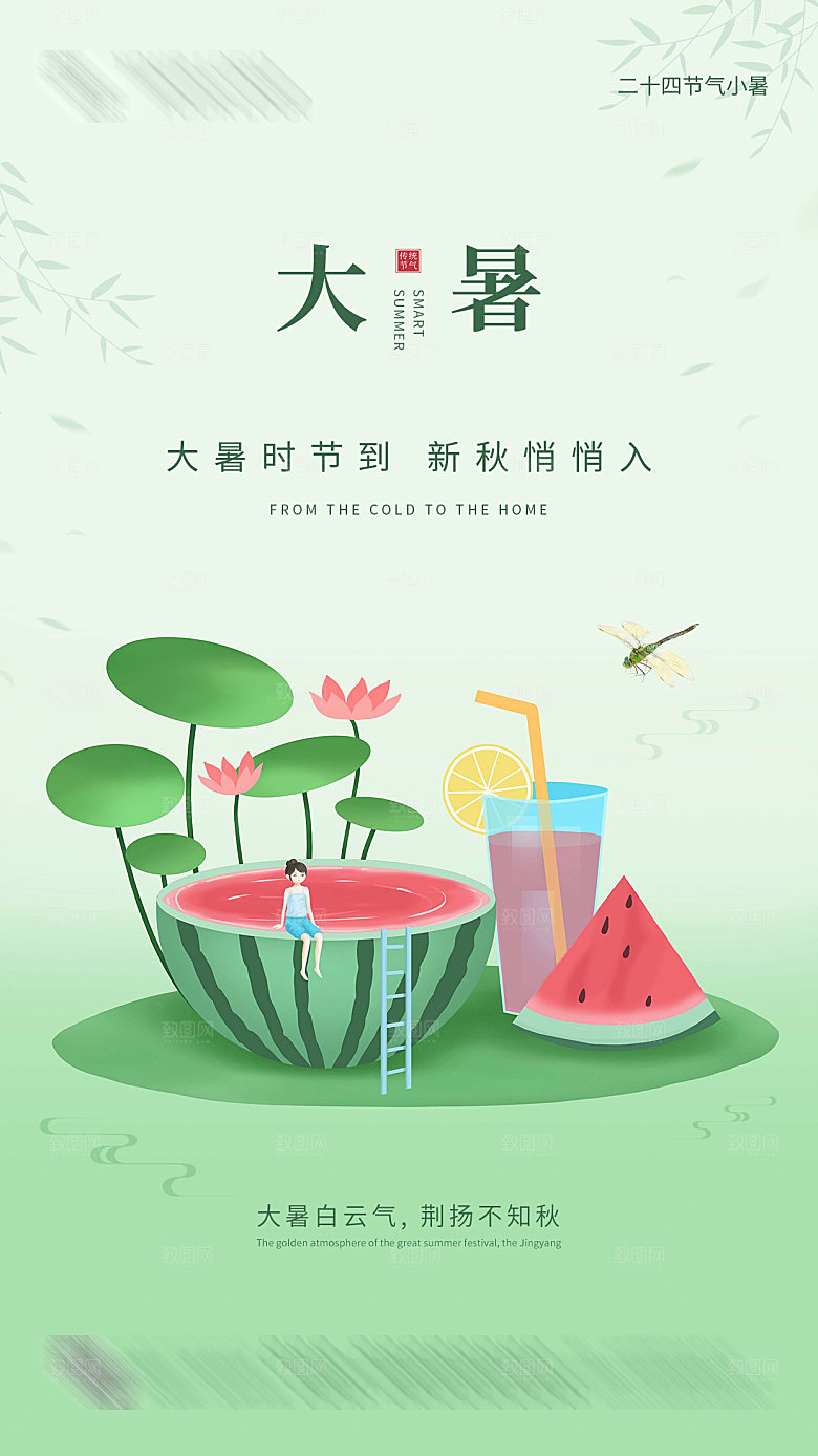 传统节日大暑海报模板